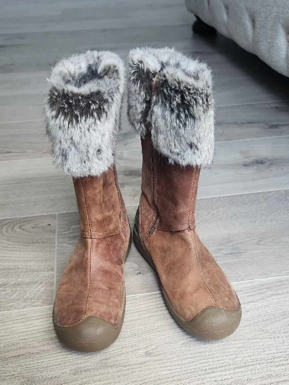 KEEN Women's Waterproof Brown Faux-Fur Winter Boots